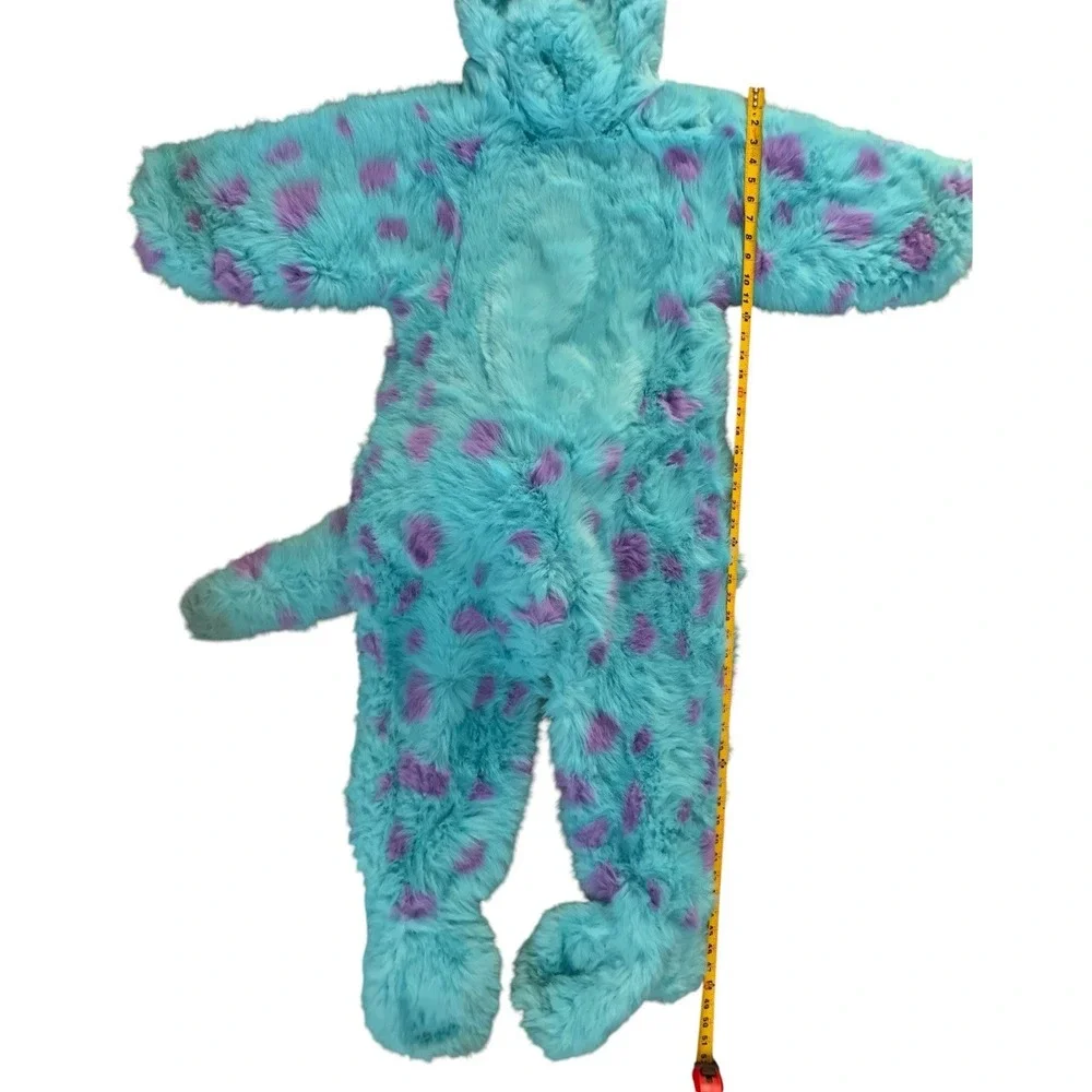 Disney Monsters Inc Sulley Costume Kids Sz 8-10 Plush Hooded Furry Jumpsuit READ